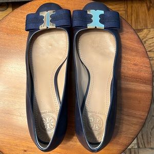 Tory Burch navy kitten heels